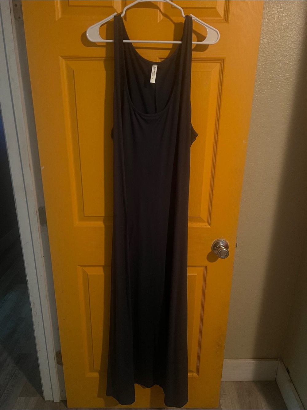 3X 24SEVEN DARK GREY SCOOP-NECK MAXI TANK DRESS